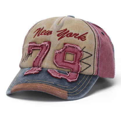 New Heavy Duty Embroidered Letter 79 Baseball Cap Trendy Casual Hat Water Washed Style