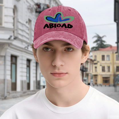 Vintage Washed Baseball Cap Unisex Distressed Abstract Graphic Embroidered Adjustable Hat