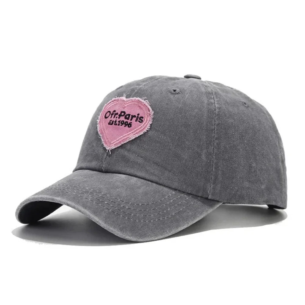 Heart Letter Embroidery Baseball Cap For Women