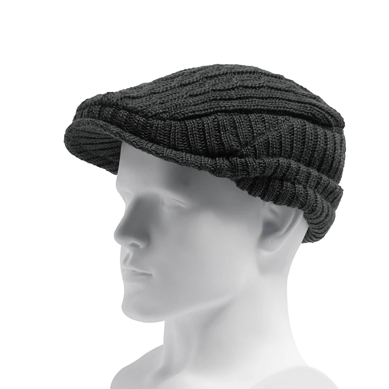 Men Women Knitted Hat With Earflaps Beret Autumn Winter Thickened Warm Berets