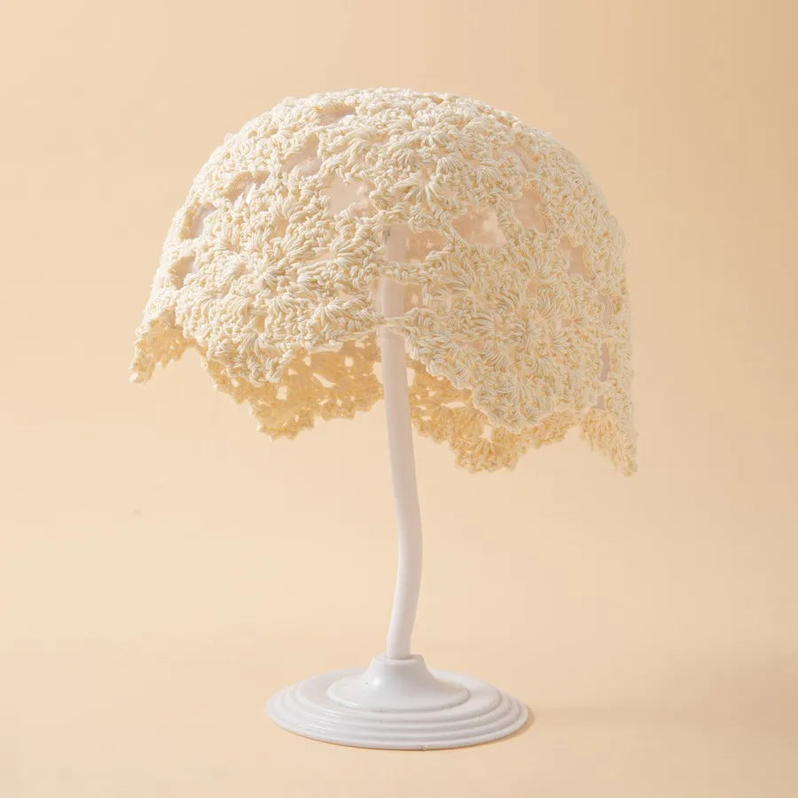 New Adult Hair Cap With Hollow Design Solid Color Knitted Mesh Cap