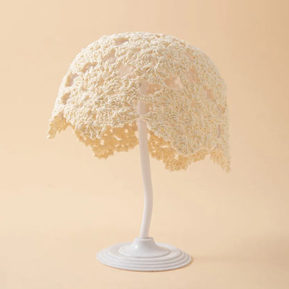 New Adult Hair Cap With Hollow Design Solid Color Knitted Mesh Cap