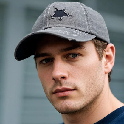 Summer Washed Denim Baseball Cap Casual Outdoor Adult Cotton Star Hat For Men And Women Hats