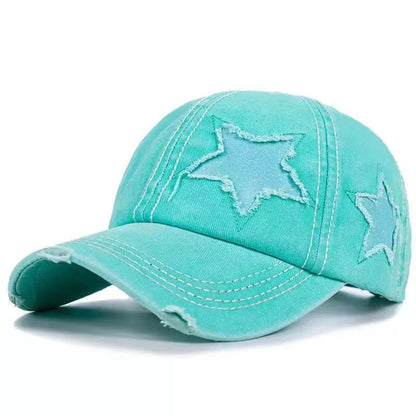 Unisex Star Embroidery Baseball Caps Spring Autumn