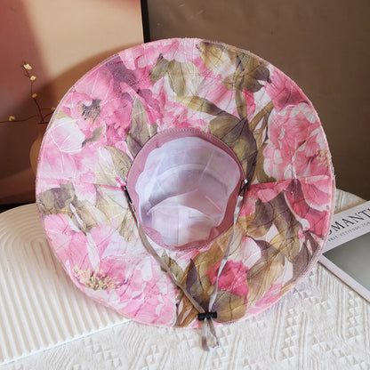 Hot Sale Fashion Flower Printing Cap Beach Hat Women Summer Hat Big Brim Sunshade Hat