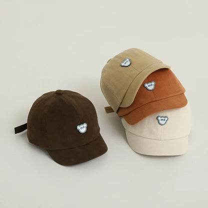 Korean Kids Bear Baseball Hat Solid Color Duck Tongue Cap