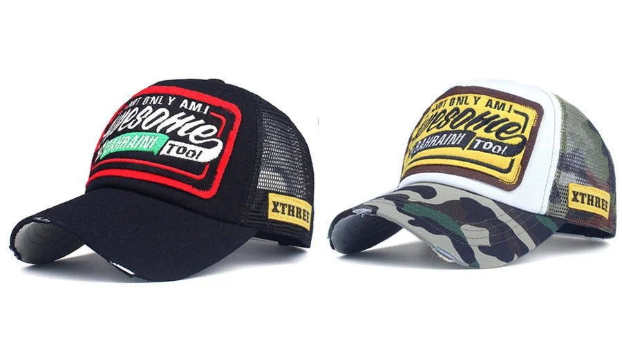 Spring And Summer New Mesh Embroidery Letter Awesome Baseball Cap Baseball Cap Outdoor Sunscreen Cap