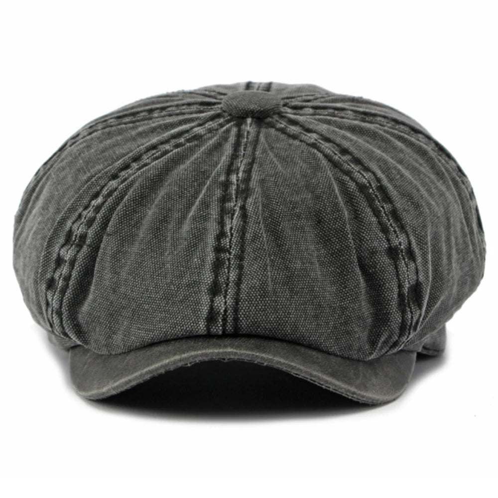 Women Retro Washed Cotton Octagonal Beret Hat