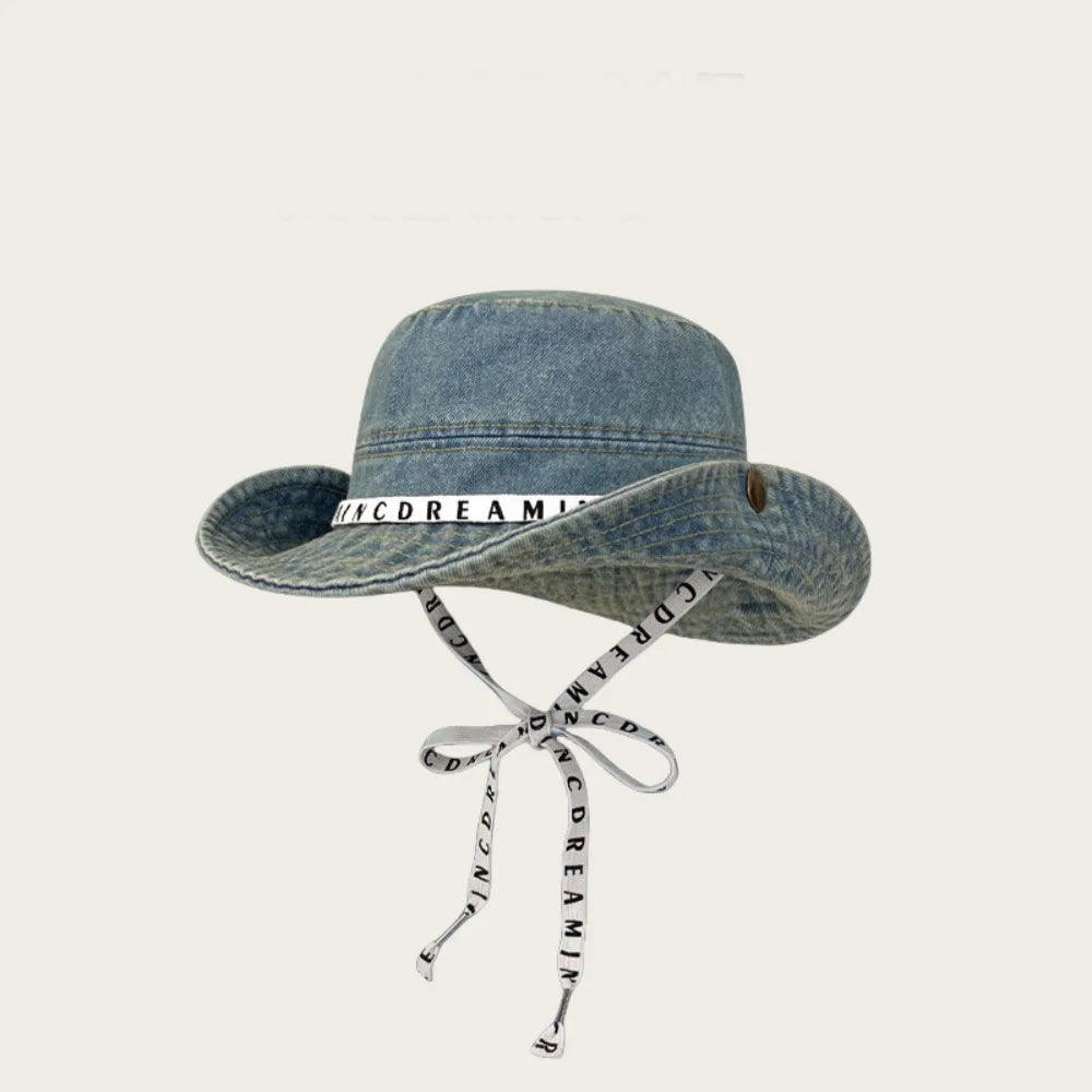 Sweet Big Brimmed Denim Bucket Hat