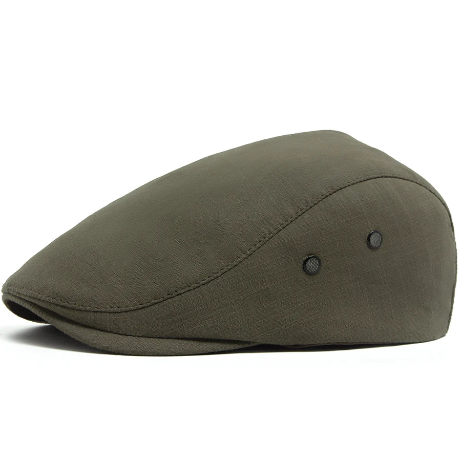 Men Linen Flat Cap Summer Breathable Newsboy Ivy Gatsby Beret Hat