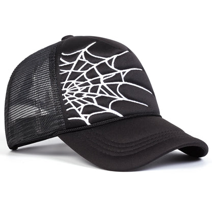 Unisex Spider Web Embroidery Baseball Net Caps Spring and Summer