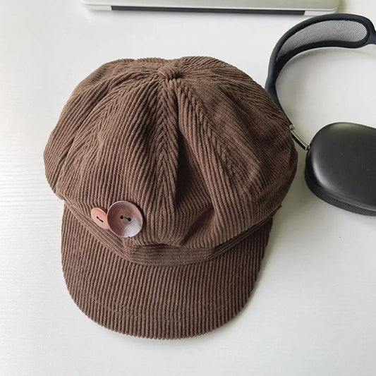 Vintage Corduroy Beret Hat For Women
