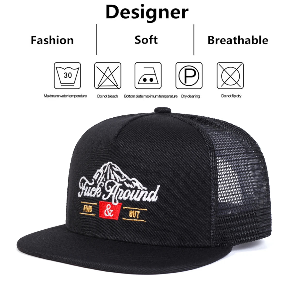 Unisex Anound Letter Embroidery Hip-hop Net Hats Spring Summer