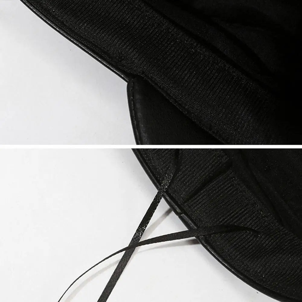 British Style Berets Visor Pu Leather Flat Top Hat