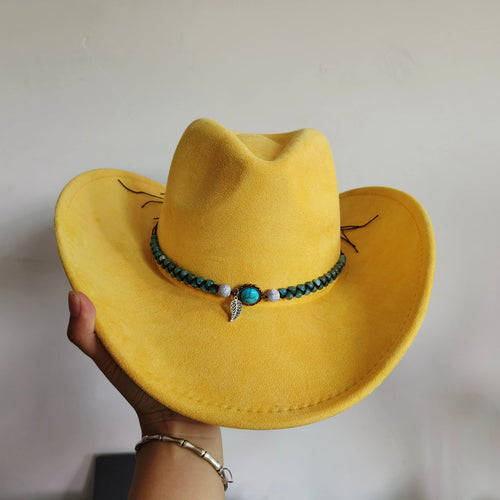 New Western Cowboy Hat Men Suede Hat Wide Brim Cowboy Hat Knight Hat