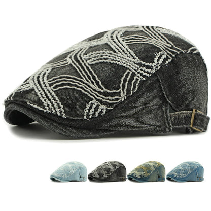 Vintage Artist Painter Beret Hat Male Female Adjustable Denim Beret Cap