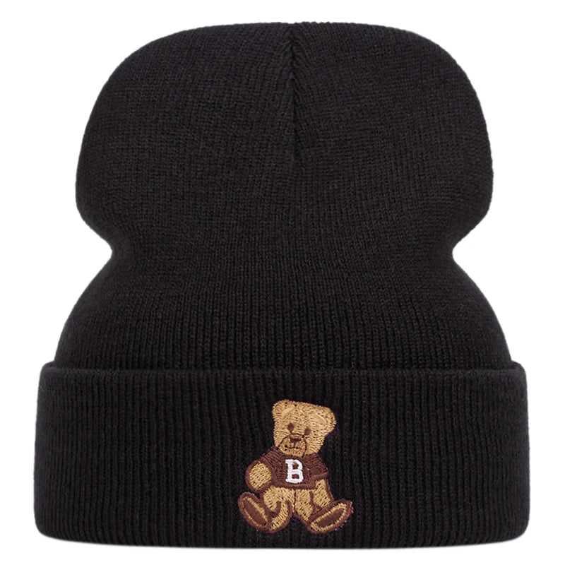 Little Bear Knitted Hat, Bean Hat, Outdoor Winter Hat Embroidered Ski Hat