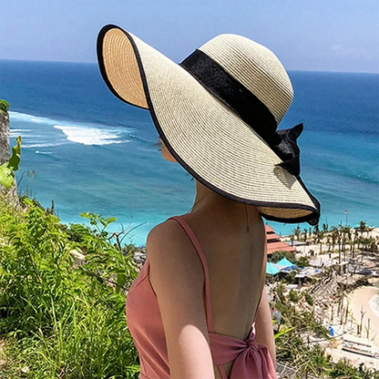 Women's Seaside Bow Beach Hat Oversize Straw Hat