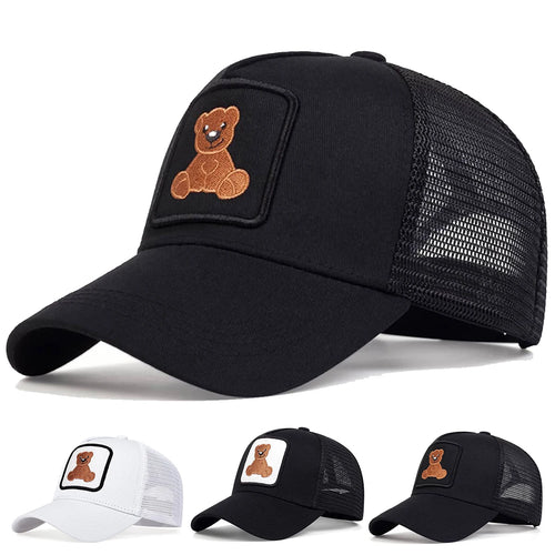 Unisex Little Bear Embroidery Baseball Net Caps Spring and Summer