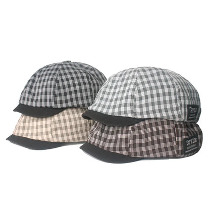 Plaid Cotton Octagonal Cap Literary Youth Women's Painter Hat