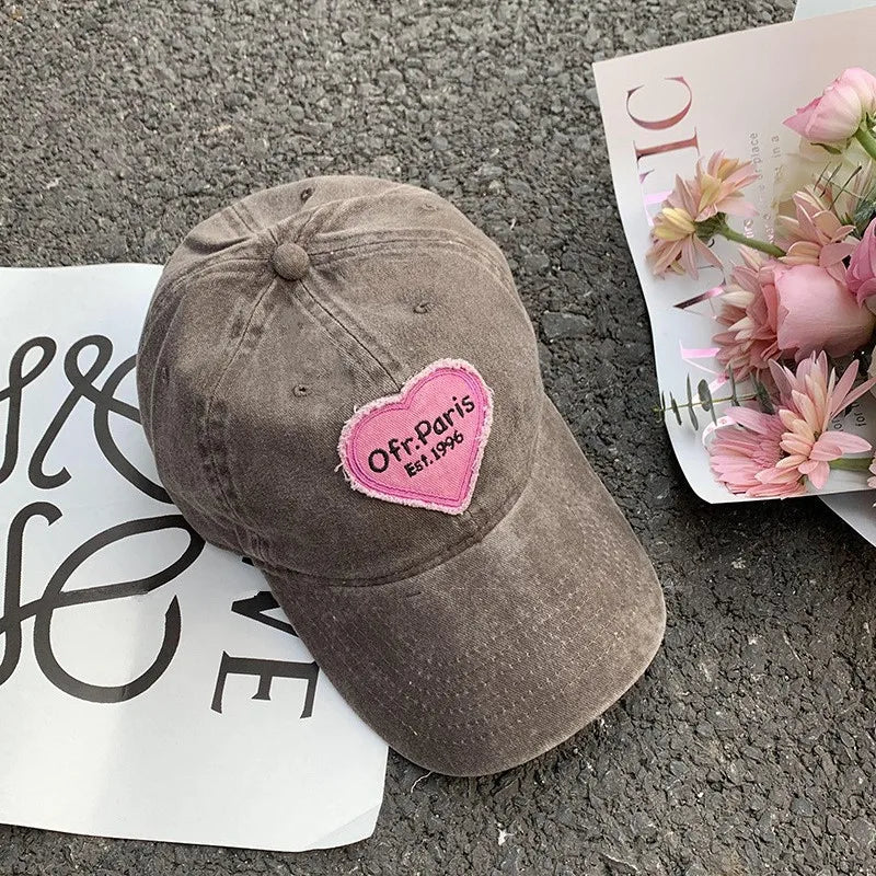 Women Y2K Korean Washed Denim Snapback Hat