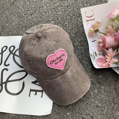 Women Y2K Korean Washed Denim Snapback Hat