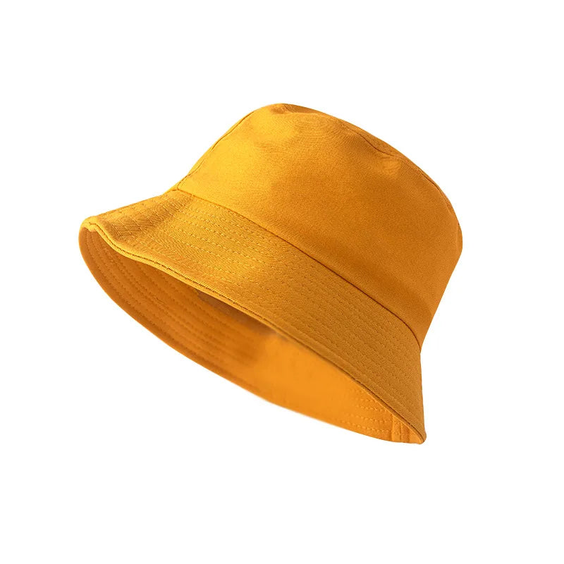 Solid Color Fisherman Hat Korean Trendy Hip Hop Bucket Hat Summer Flat Top Sun Cap Casual Outdoor