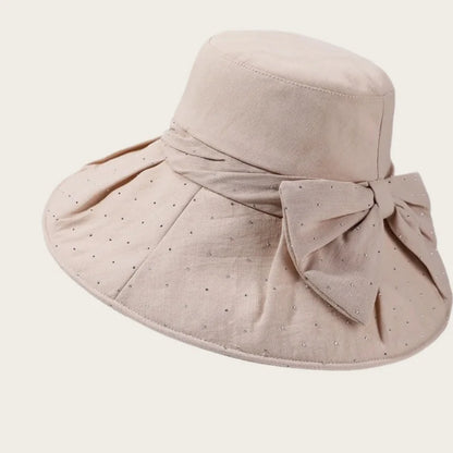 Brimmed Fabric Hat For Women Elegant Foldable Sun Hat