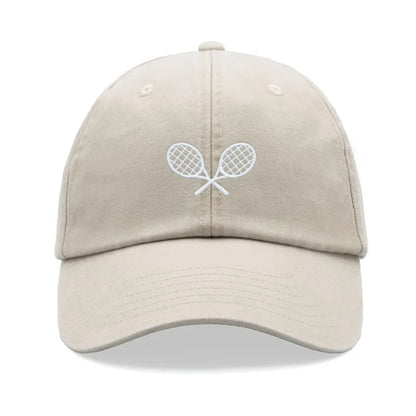 1pc Tennis Racquets Crossed Retro Washed Baseball Caps for Men