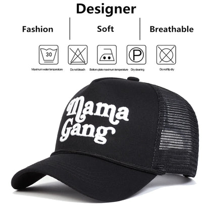 Unisex Mamagang Letter Embroidery Baseball Net Caps Spring Summer