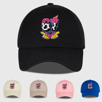 Cartoon Drip Number 67 Soccer Print Baseball Cap