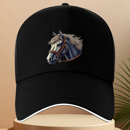 Cool Horse Head Print Baseball Cap Unisex Polyester Adjustable Snapback Hat