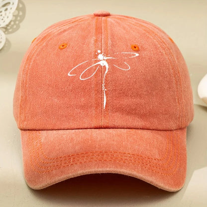 Dragonfly Print Retro Soft Brimmed Curved Baseball Cap for Both Men and Women