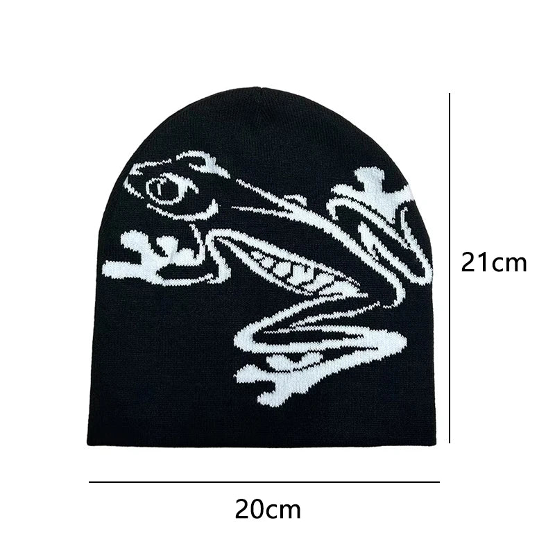 Tree Frog Print Beanie Men Women, Stretchy Knit Skull Cap