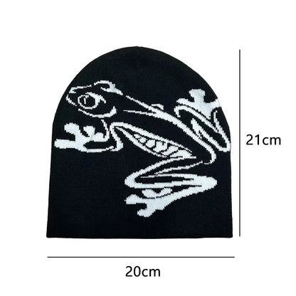 Tree Frog Print Beanie Men Women, Stretchy Knit Skull Cap