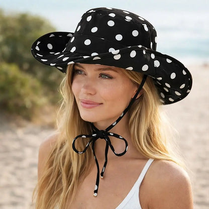 Black Dot Bucket Hats Leopard Print UV Protection Fisherman's Hat