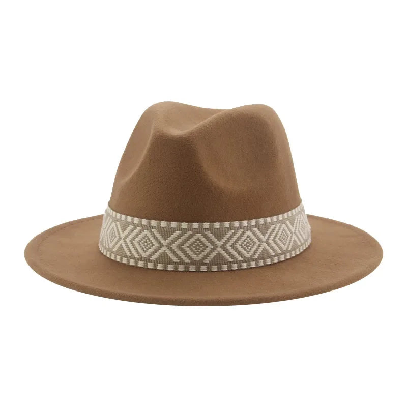 Panama Hat Western Cowboy Hats For Women Solid Big Brim Casual Fedoras Men Women
