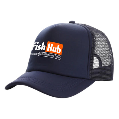 Fish Hub Trucker Cap Men Funny Fishing Hat Baseball Cap