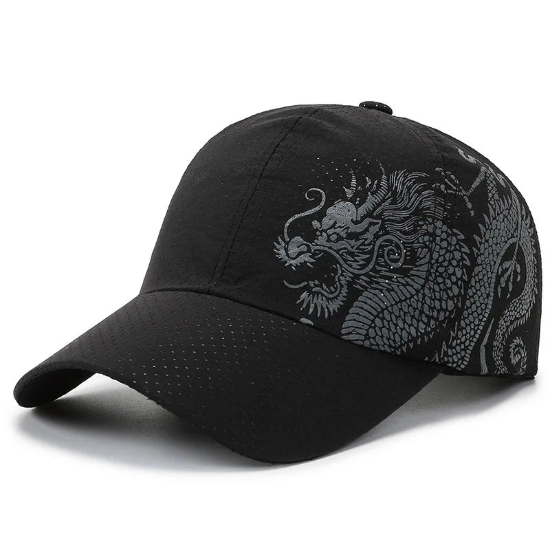 Style Dragon Print Baseball Cap Quick-Dry Outdoor Sun Hat