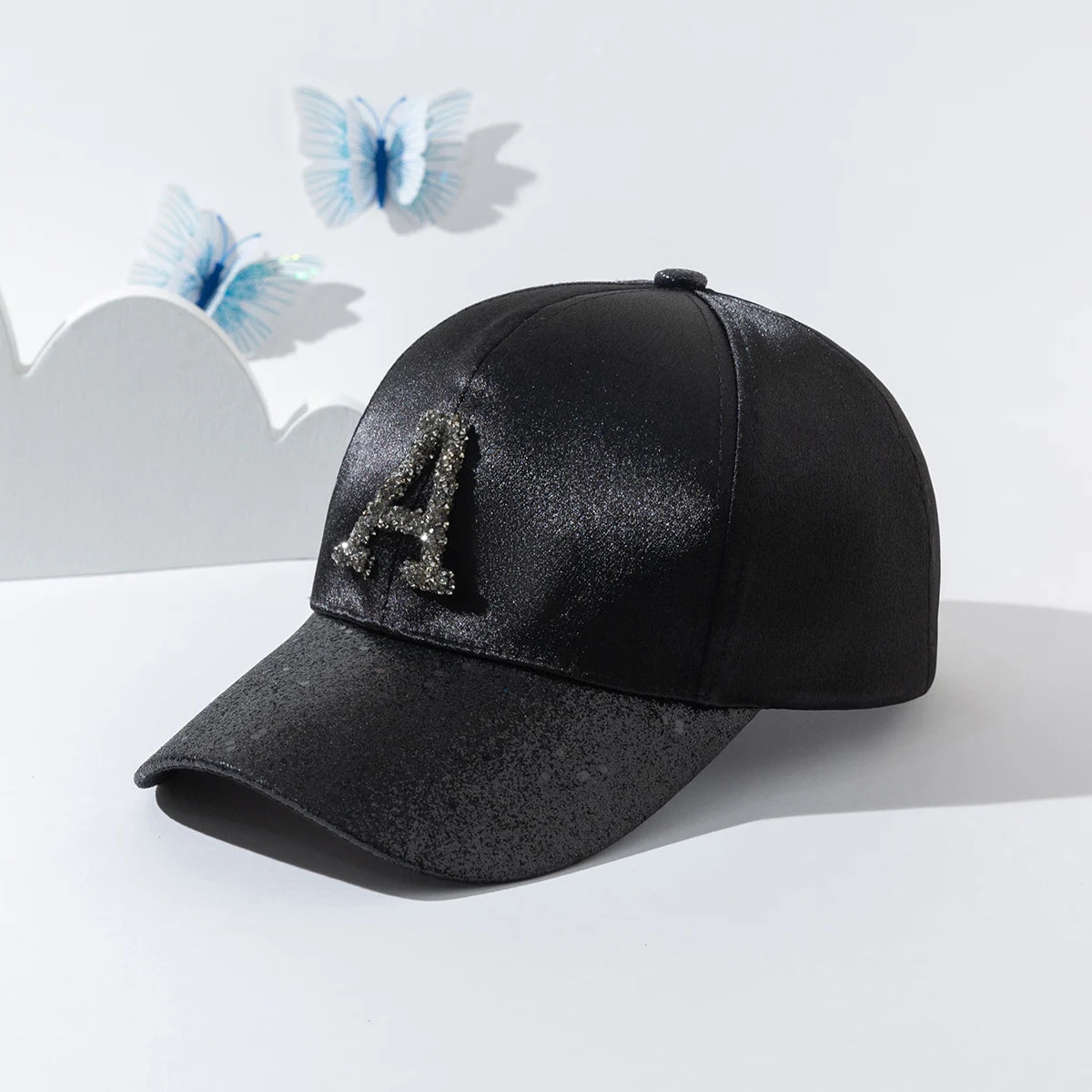 Korean Style Sequined Diamond Letter A Baseball Cap