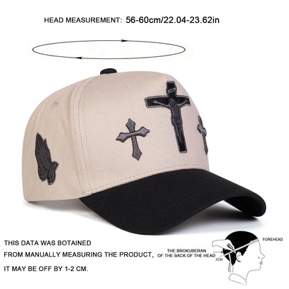 Unisex Cross Embroidery Baseball Caps Spring and Autumn
