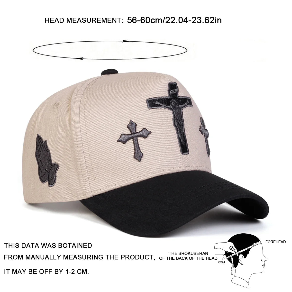 Unisex Cross Embroidery Baseball Caps