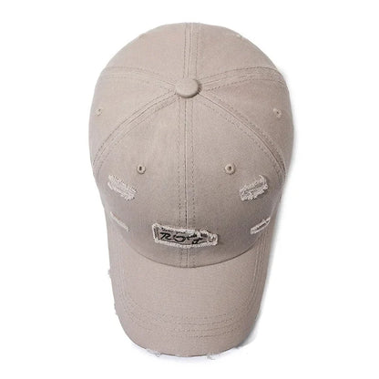 Unisex Distressed Letter Baseball Cap Spring Fall Outdoor