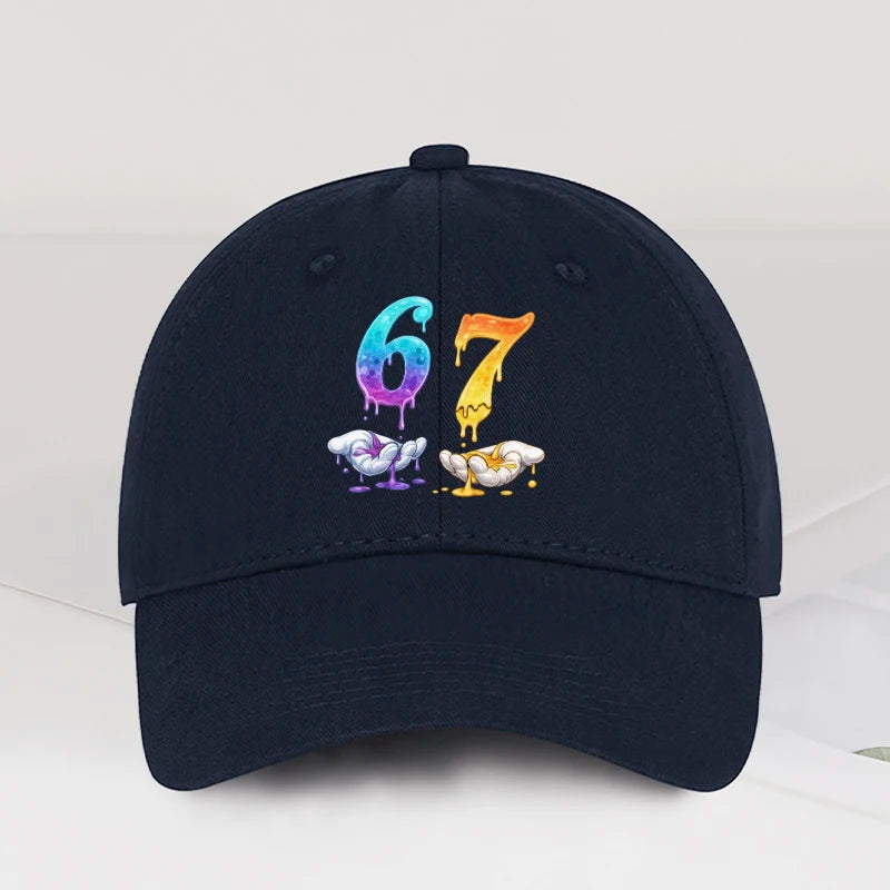 Colorful Dripping Number 67 Print Baseball Cap