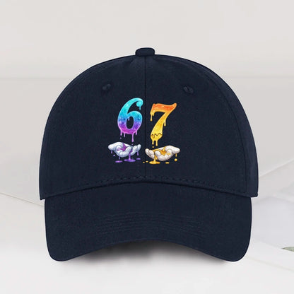 Colorful Dripping Number 67 Print Baseball Cap