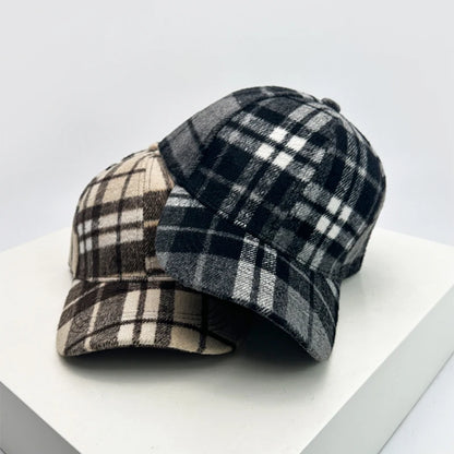 New Unisex British Style Plaid Color Block Baseball Hats
