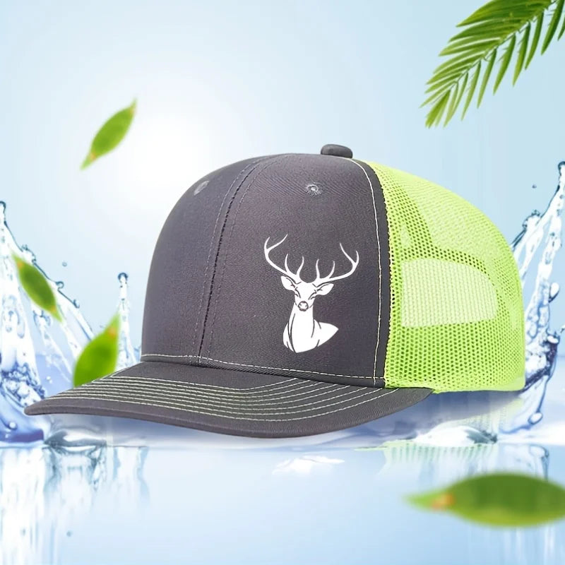 White Deer Head Printed Baseball Cap for Men and Women