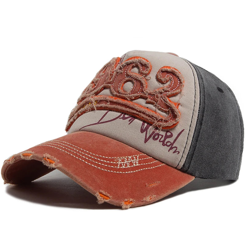 Fashion Vintage Washed Cotton Baseball Cap Men Digit 1962 Embroidery