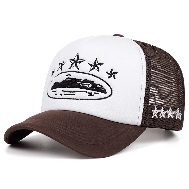 Five Star Mesh Hat Men's Street Hip Hop Hat Women's Outdoor Baseball Hat