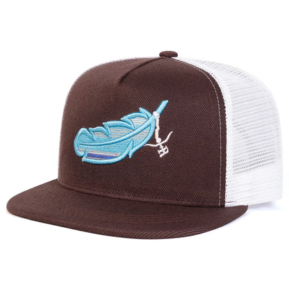 Unisex Colorful Feather Embroidery Hip Hop Net Hats